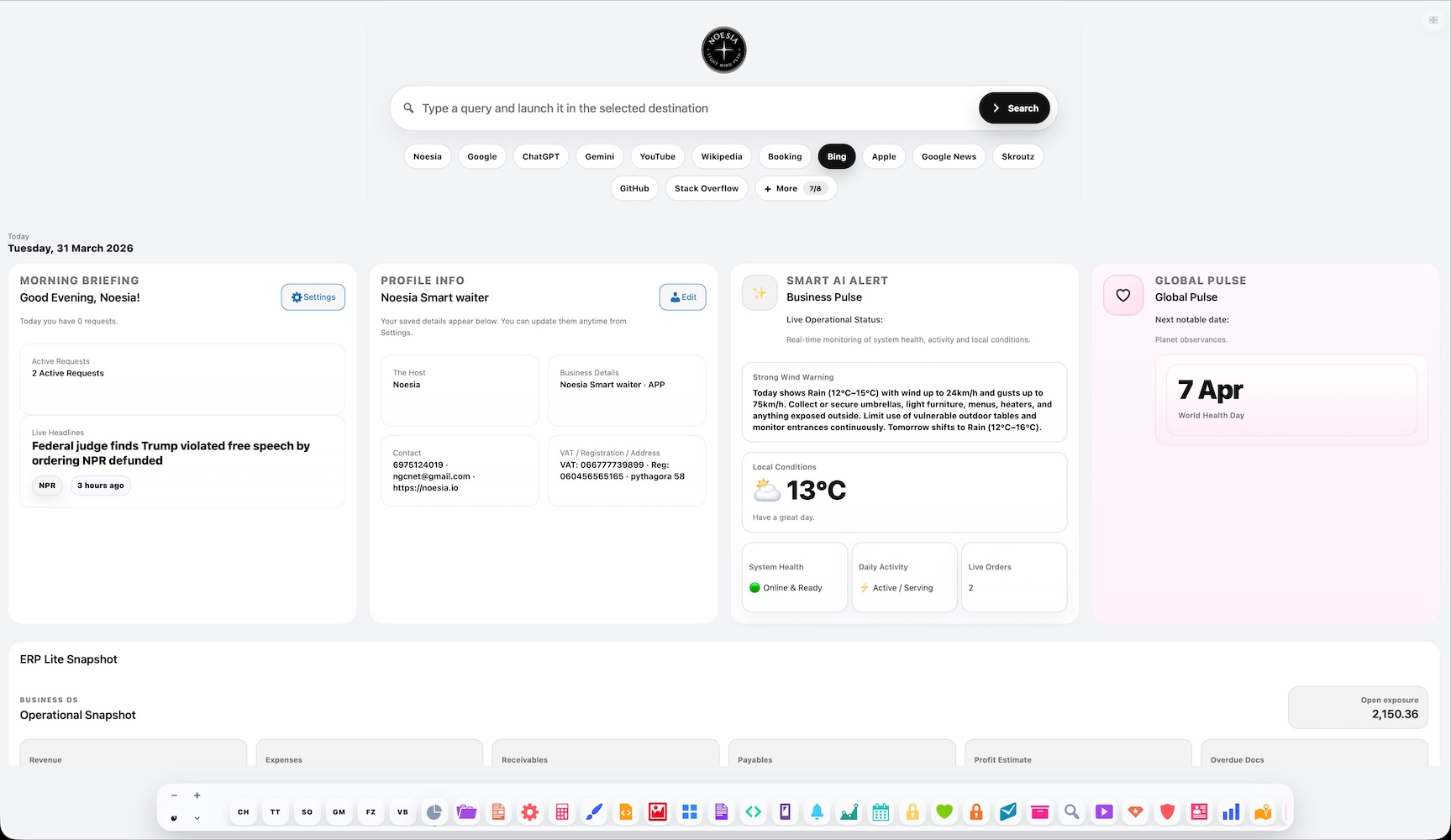 Dashboard enlarged screenshot