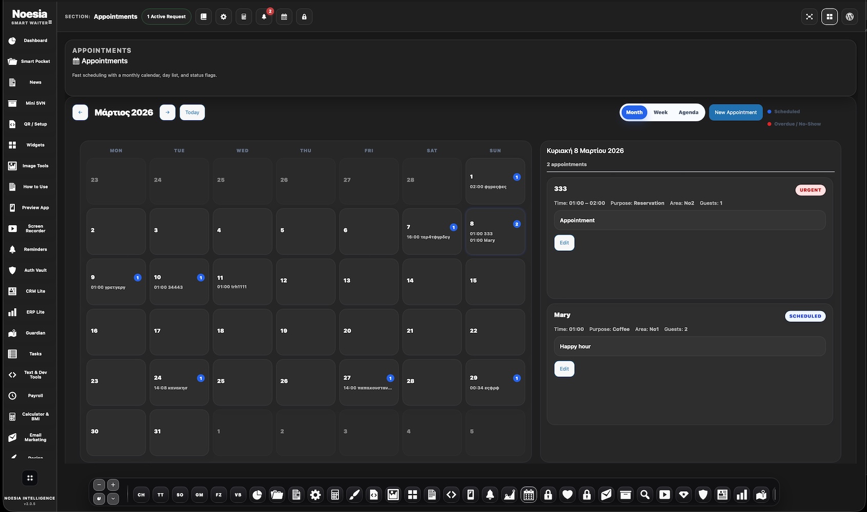 Appointments overview screenshot
