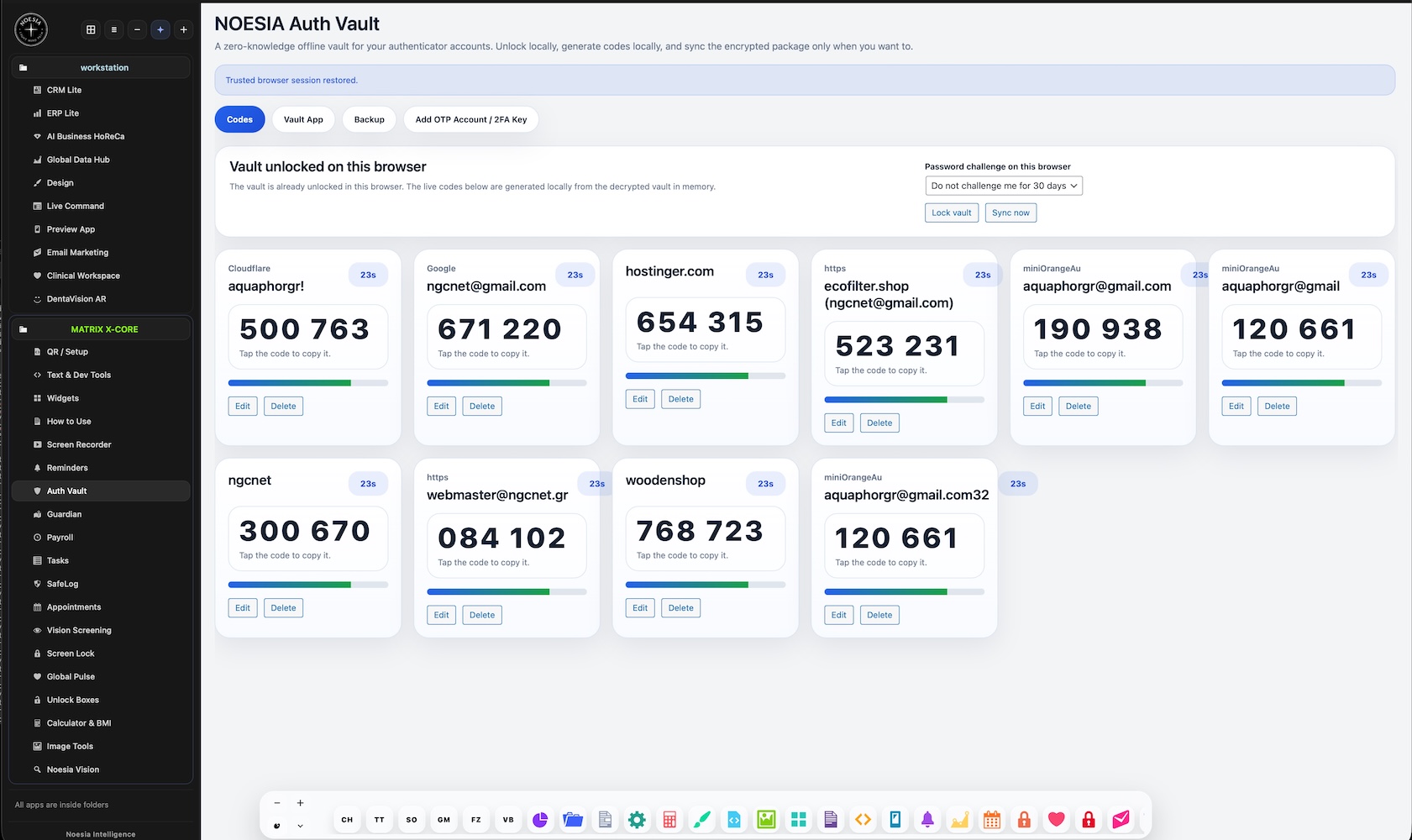 Auth Vault | The Noesia Matrix 9 Auth Vault enlarged screenshot
