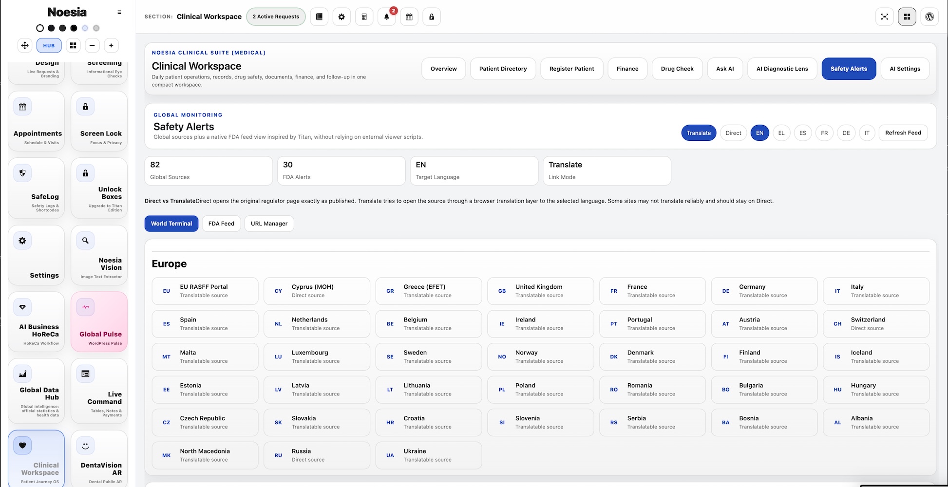 Clinical workspace final overview screenshot
