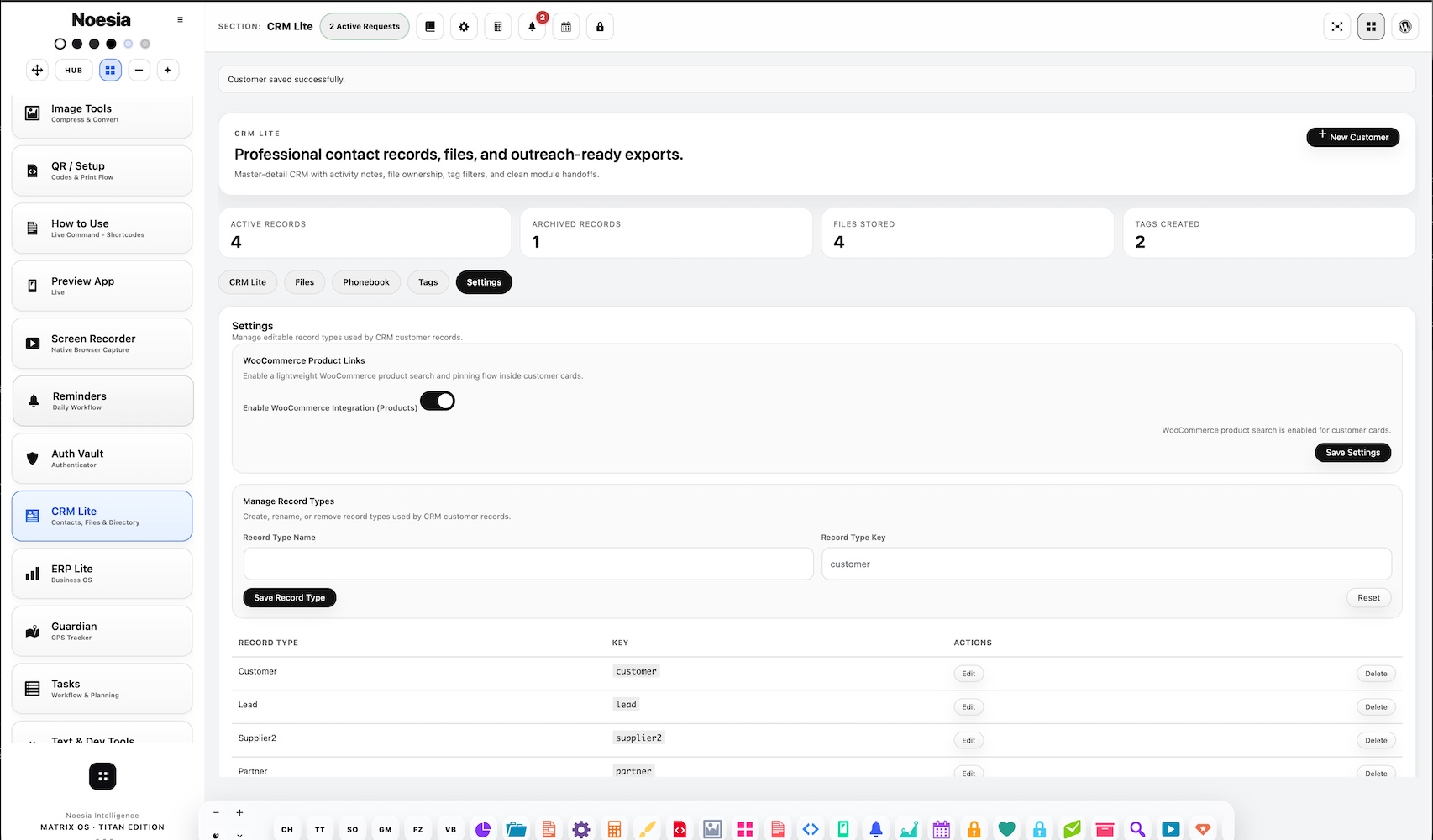 CRM Lite customer directory screenshot