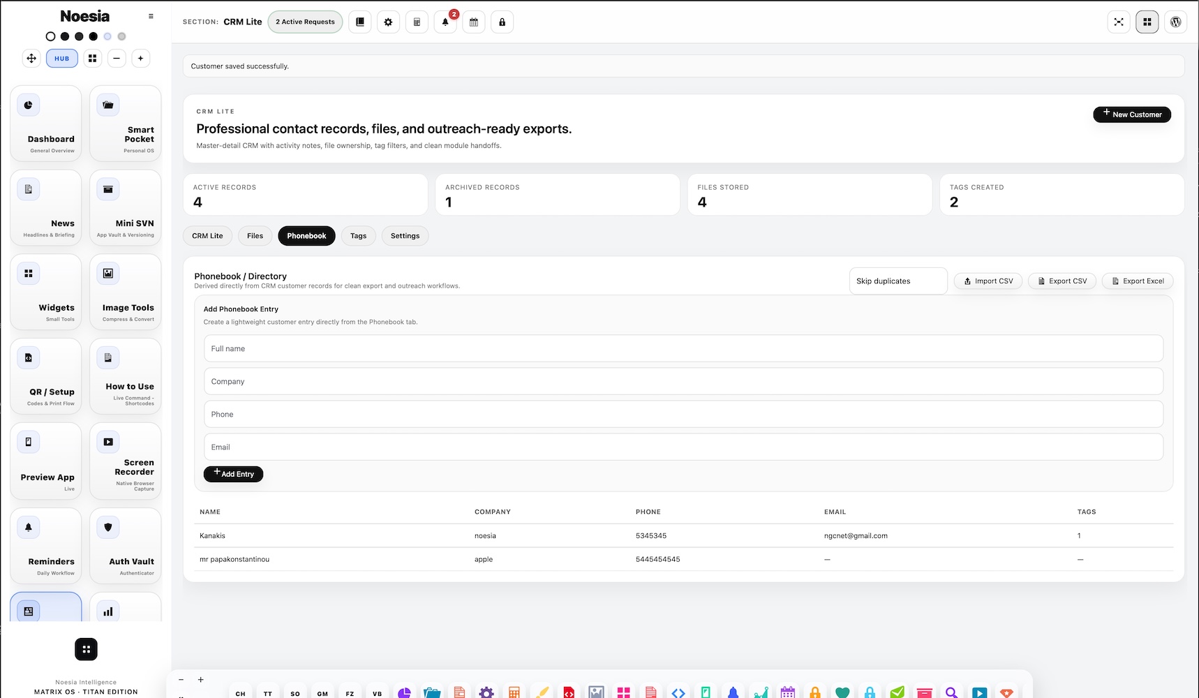 CRM Lite attachments screenshot