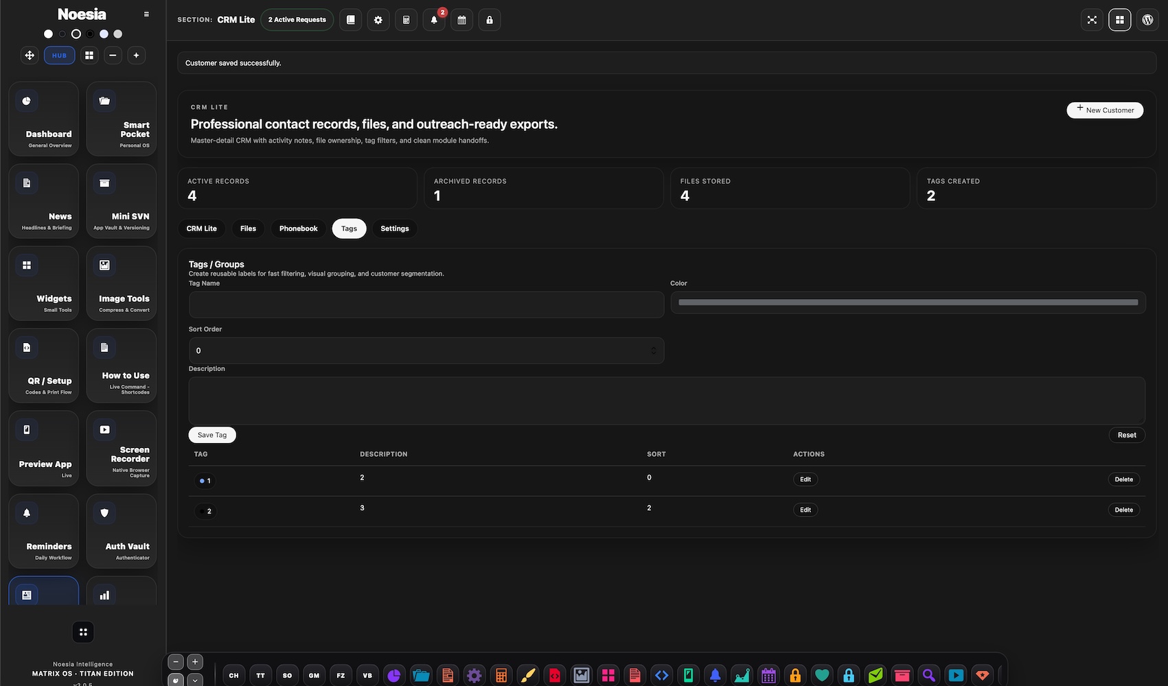 CRM Lite commercial follow-up screenshot