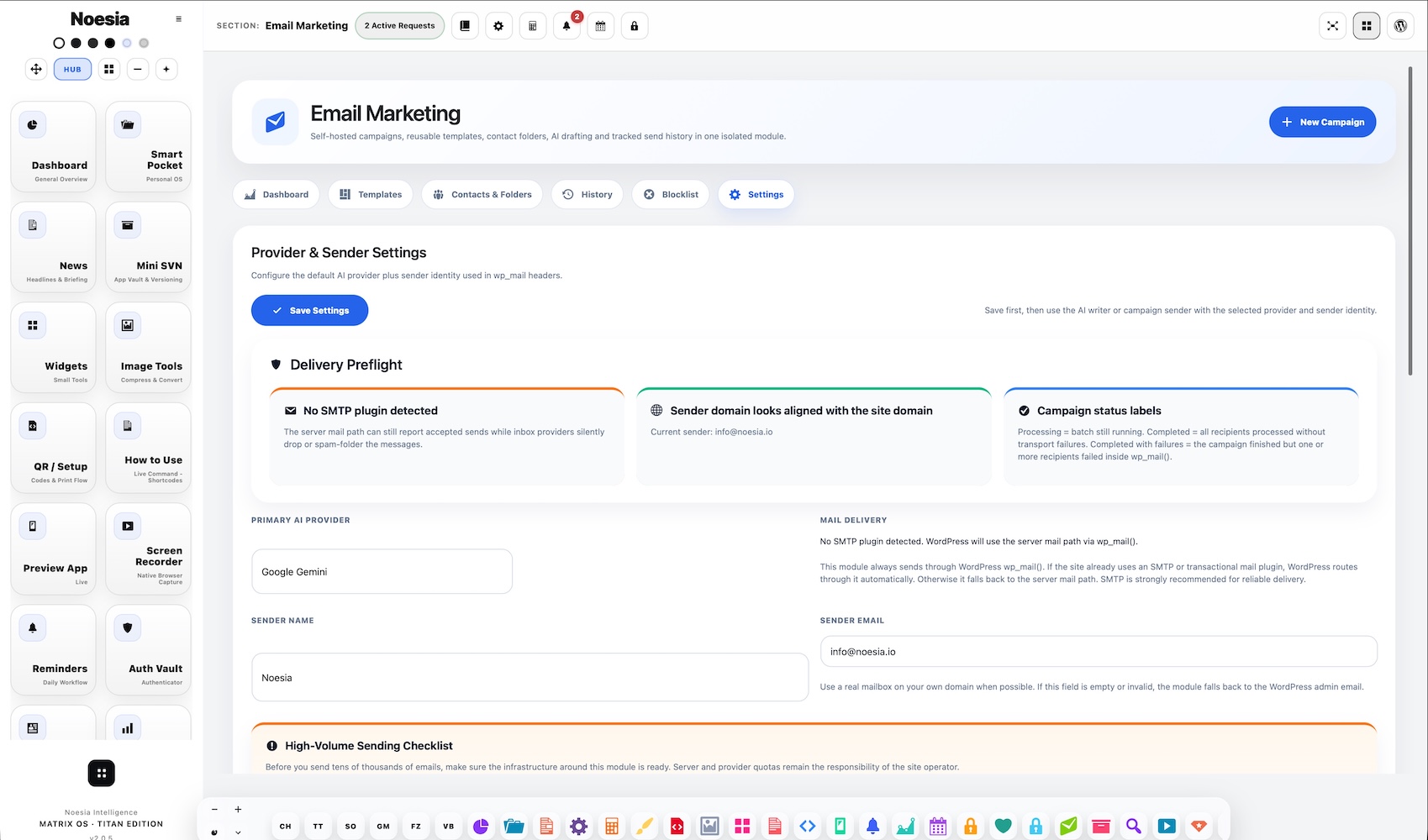 Bulk mail delivery screenshot