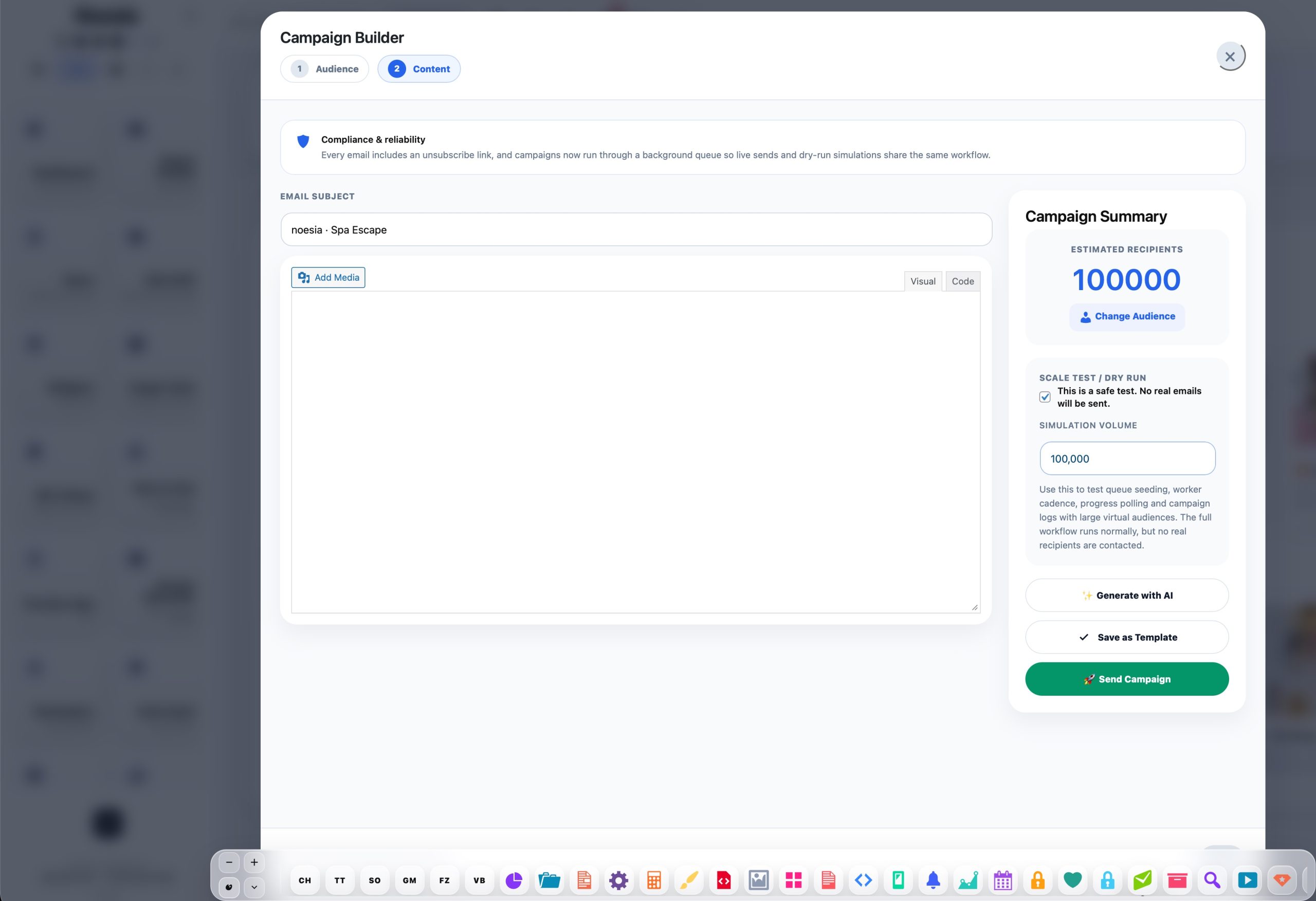 Bulk mail delivery screenshot