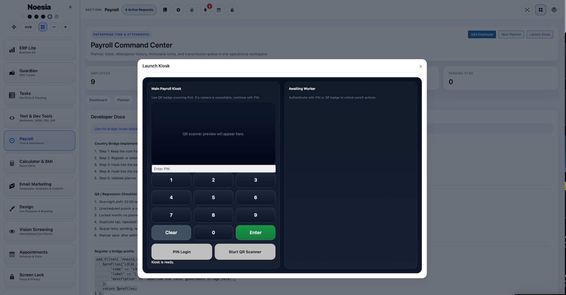 Payroll command center screenshot