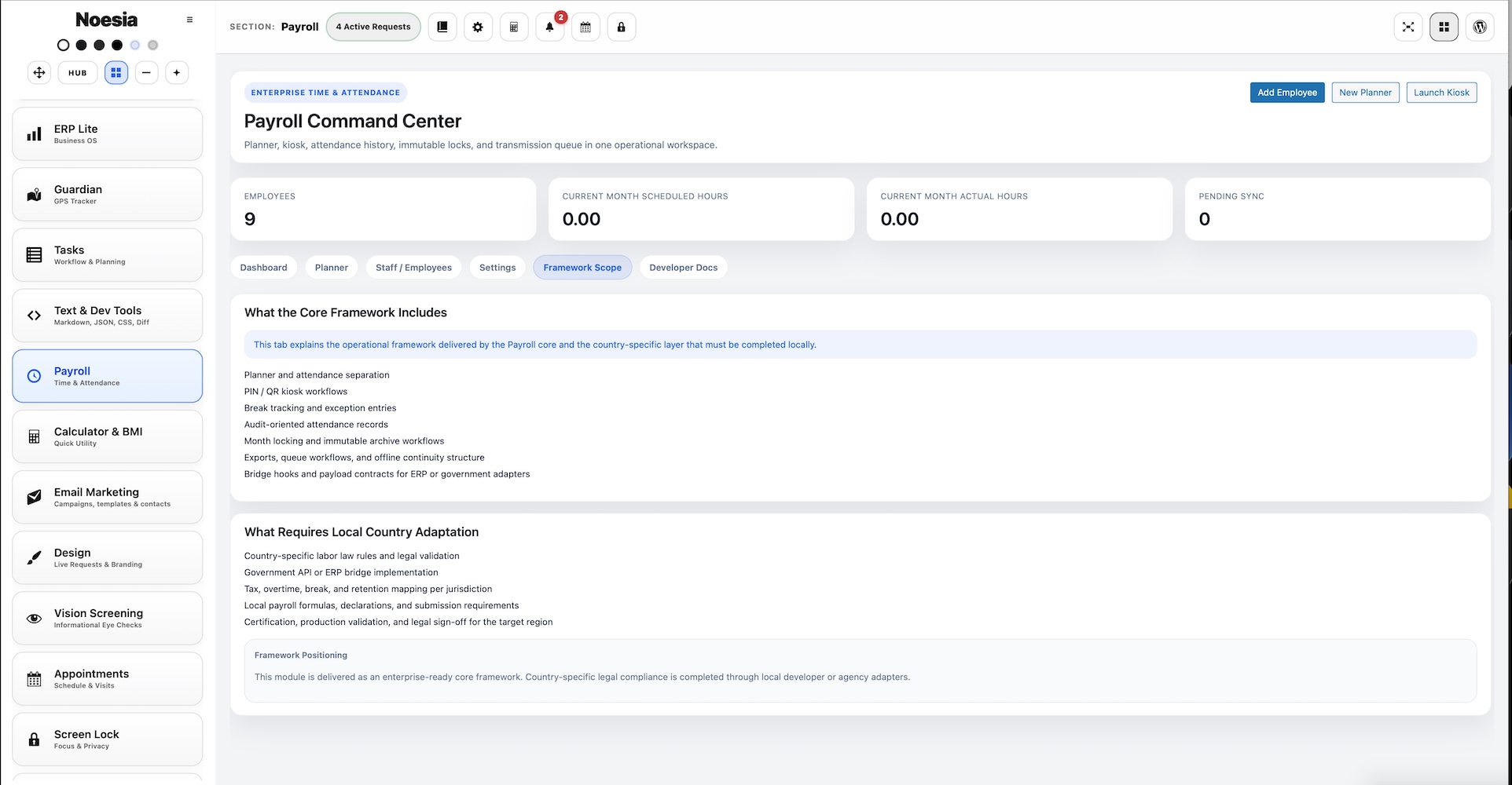 Payroll employee profile screenshot