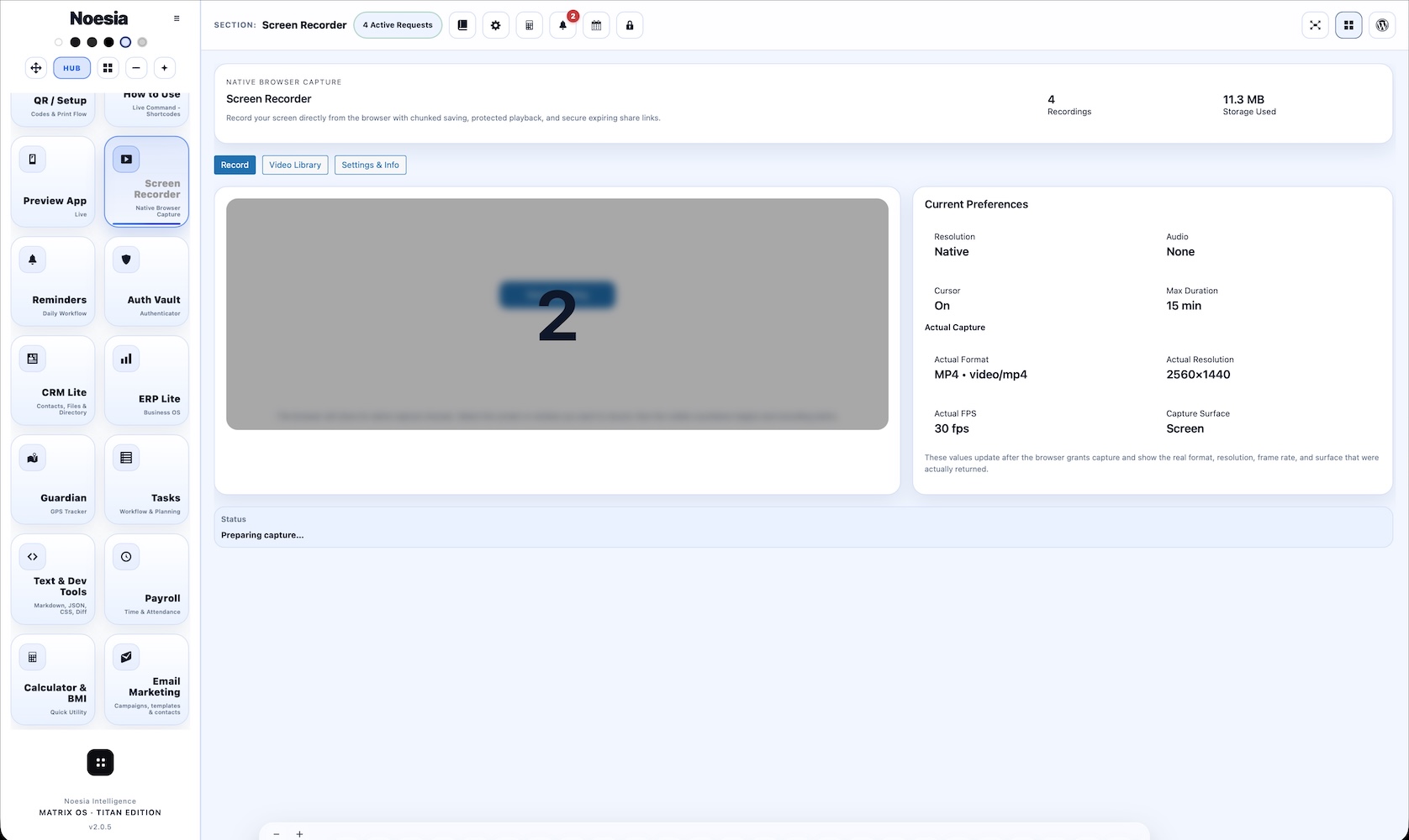 Screen Recorder settings screenshot