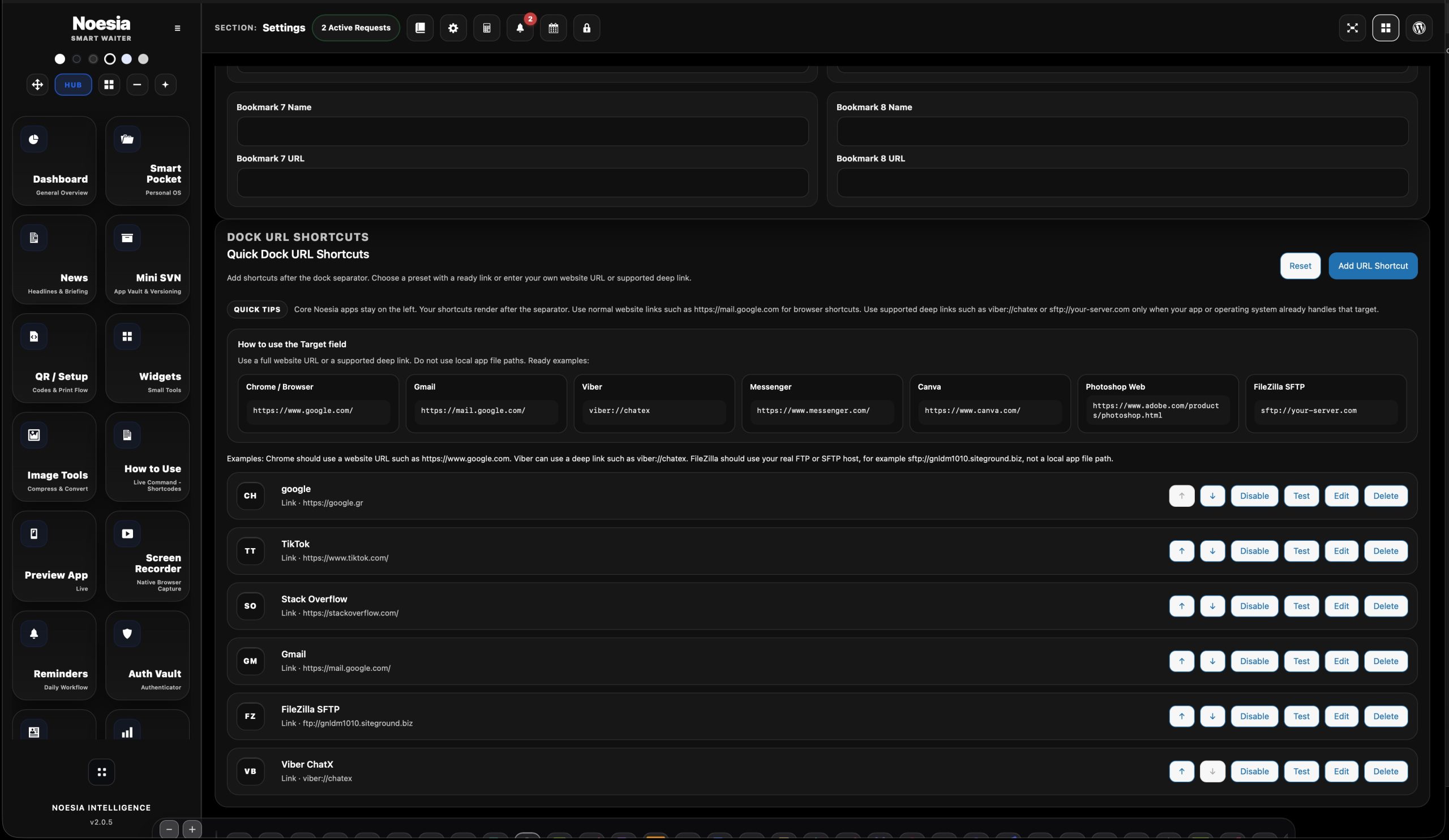 Settings configuration thumbnail