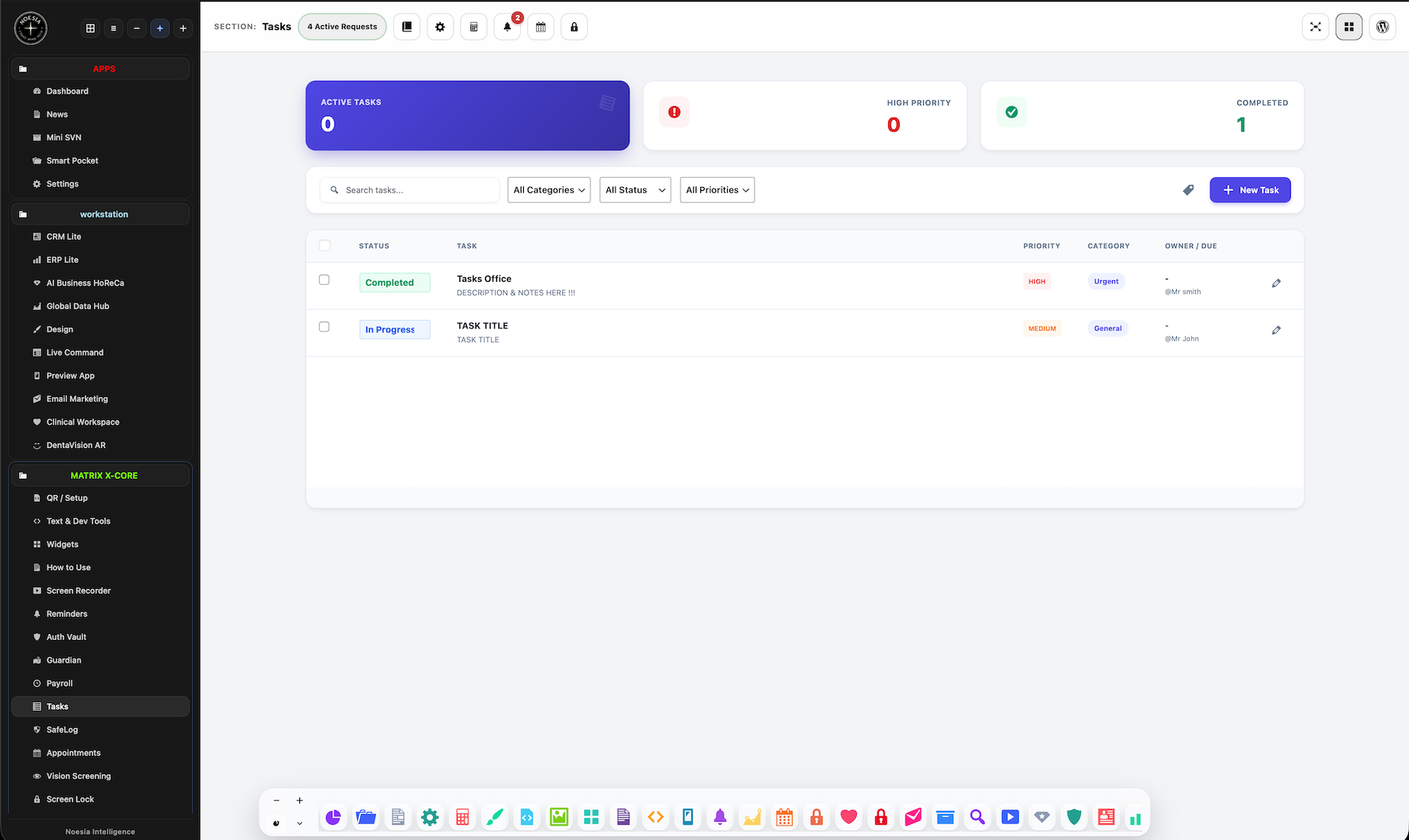Tasks workflow screenshot