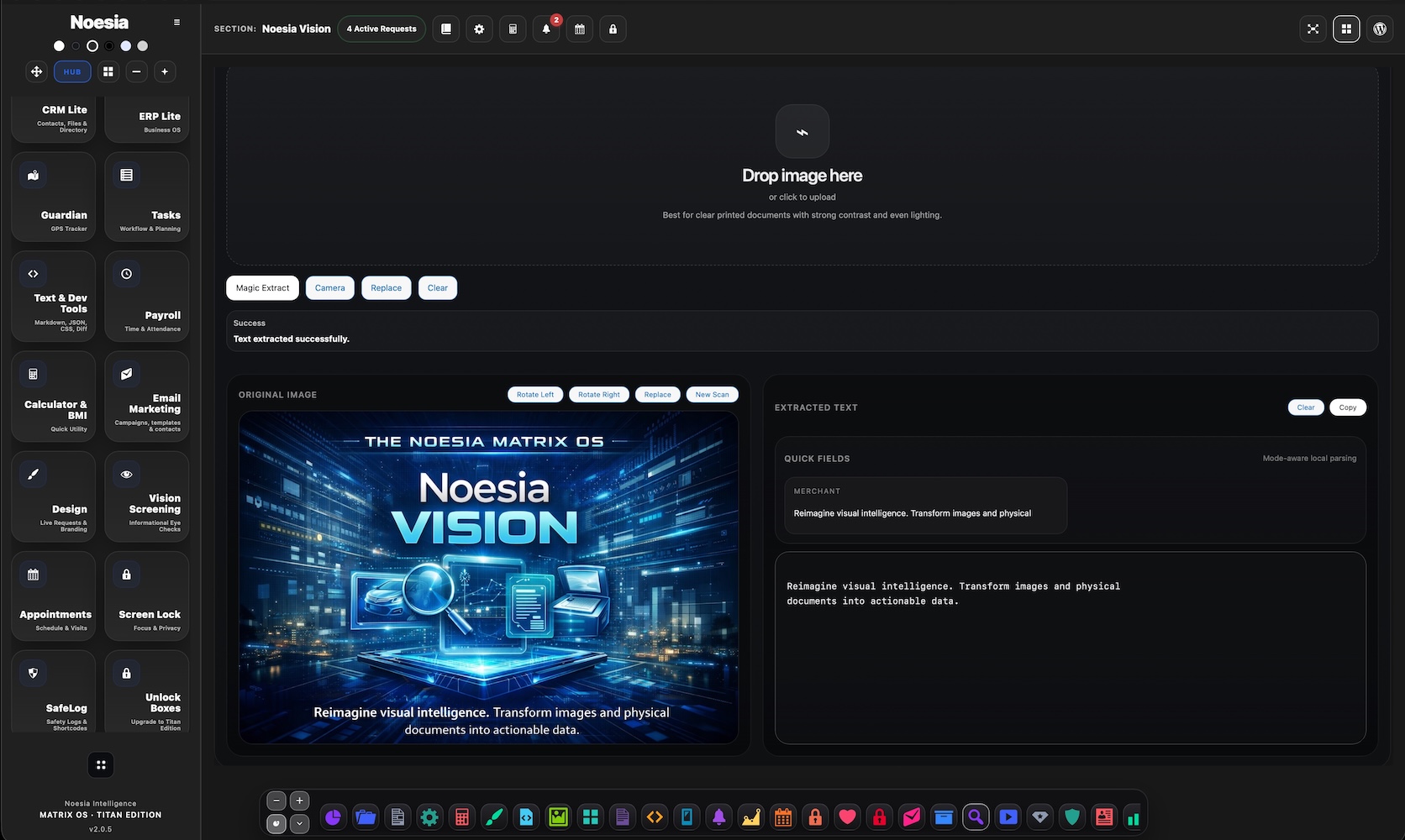 Noesia Vision scan workflow screenshot
