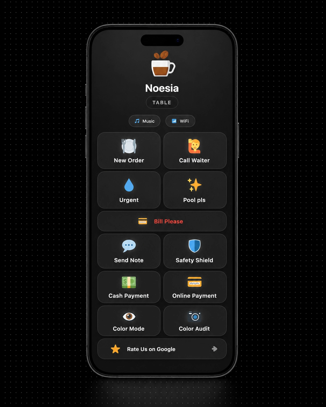 Noesia mobile menu WordPress app