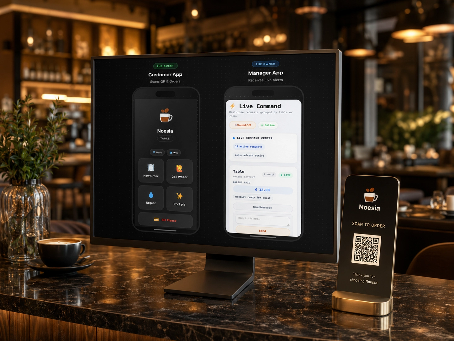 Noesia HoReCa service revolution with QR stand and mobile menu