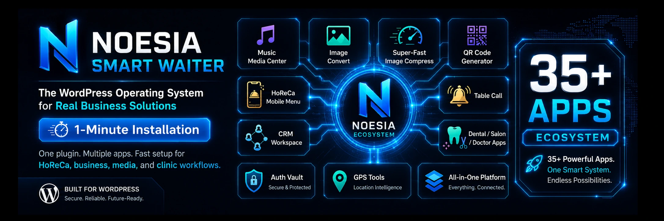 Noesia Smart Waiter - WordPress Operating System with 35+ apps and 1-minute installation