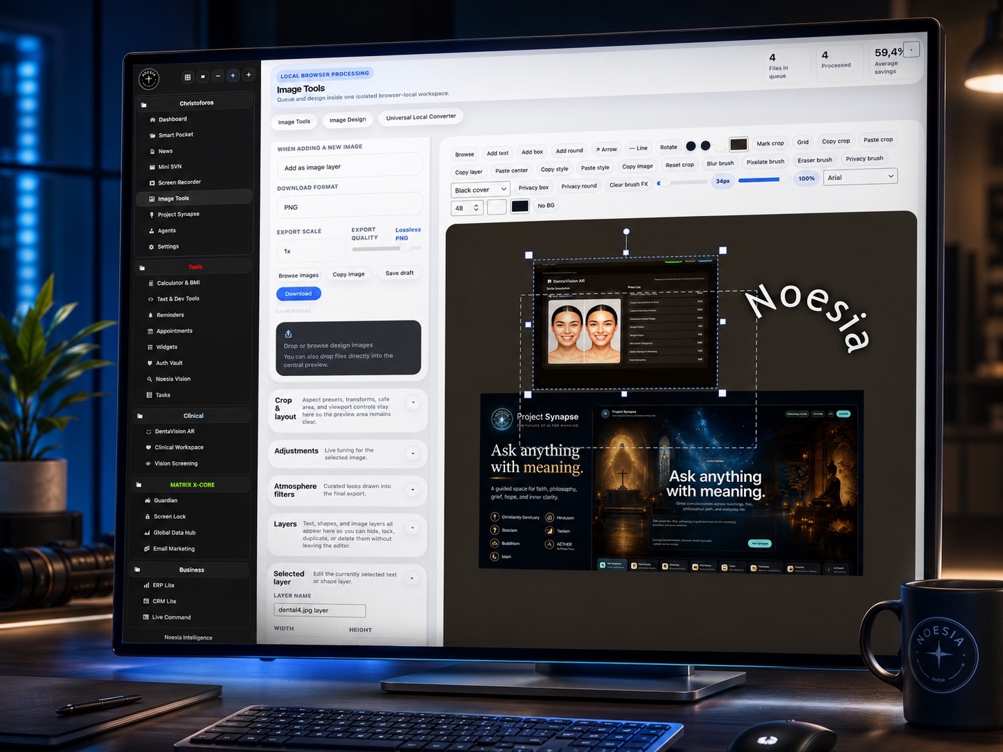 Noesia Image Tools editor and design workspace
