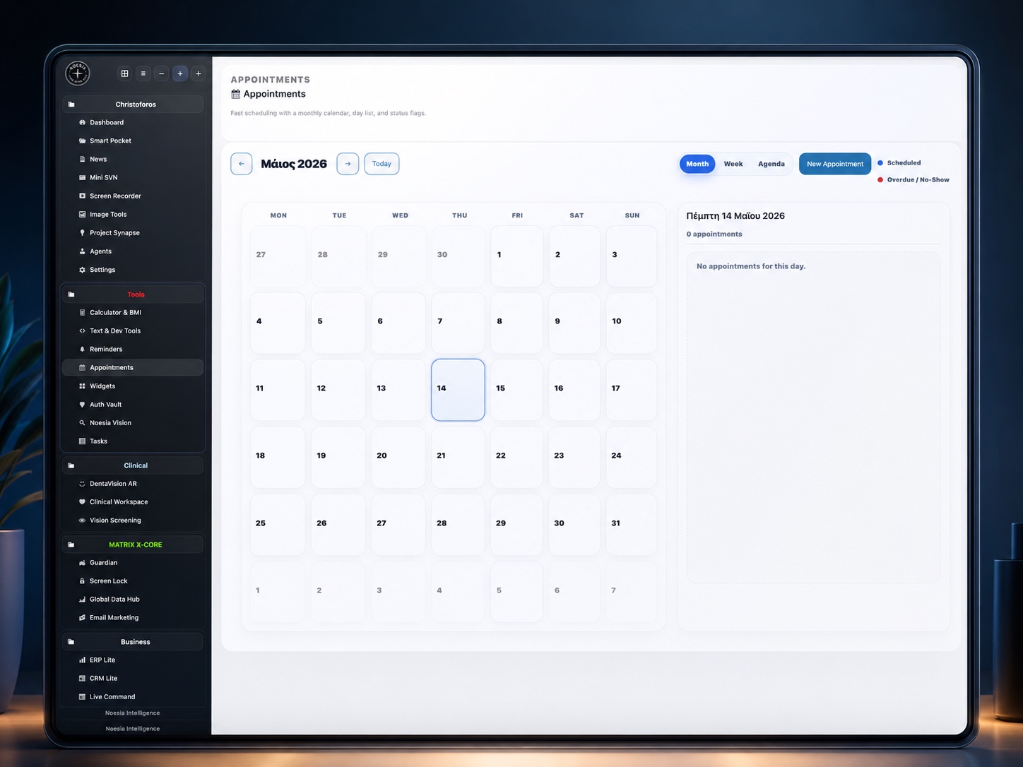Noesia Appointments calendar scheduling interface