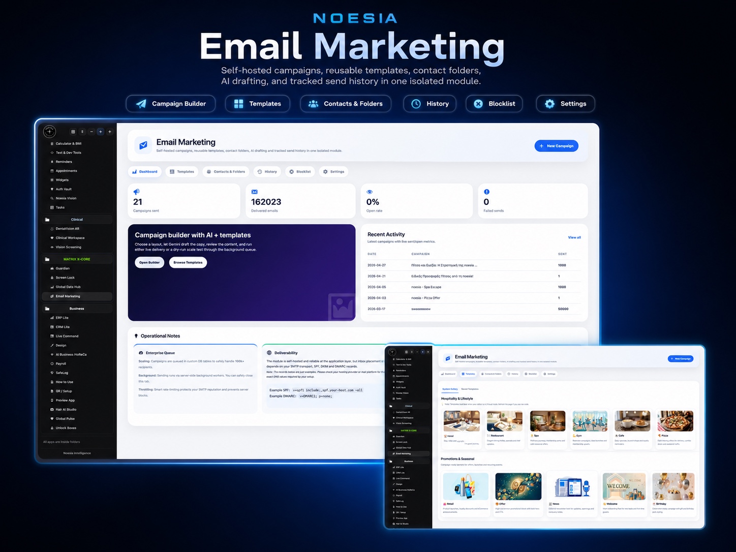 Noesia Email Marketing interface