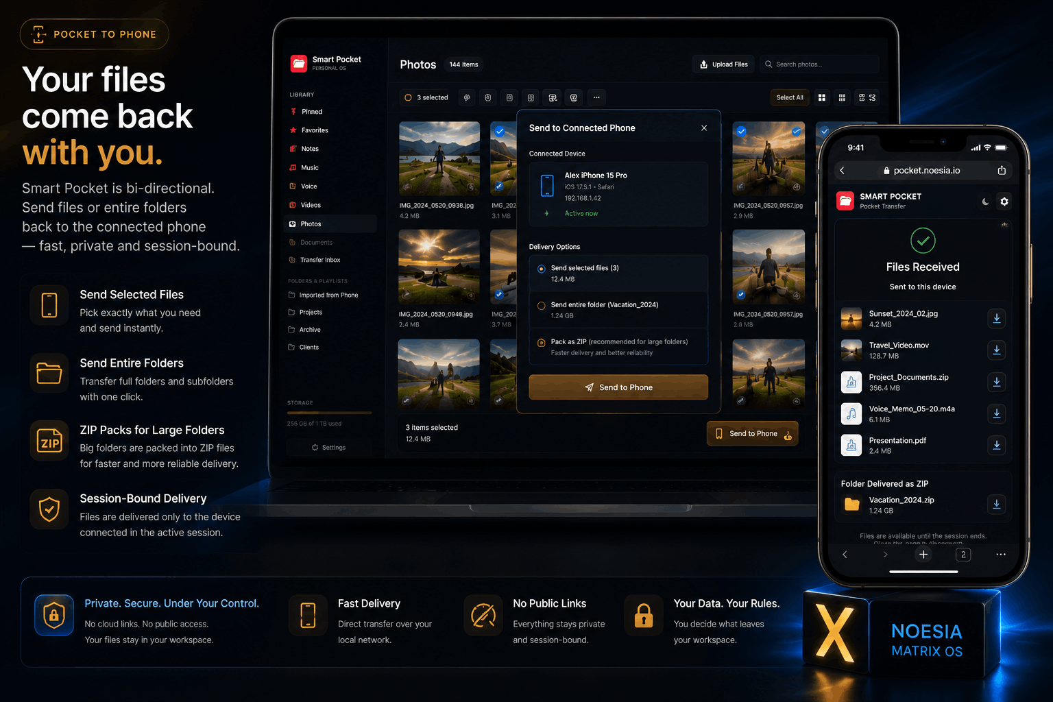 Smart Pocket. Your private media and transfer command center 20 Documents or videos in Smart Pocket