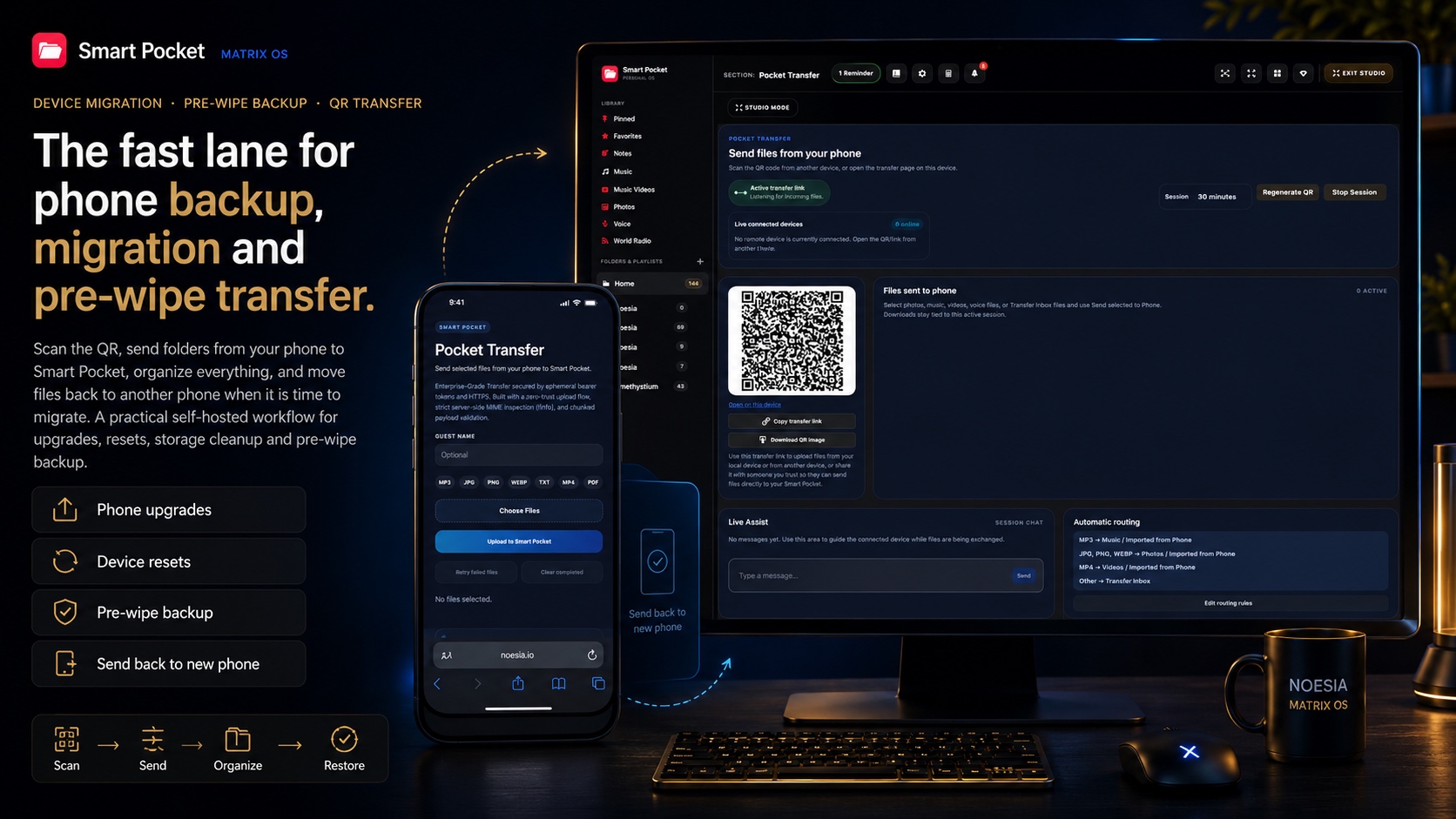 Smart Pocket. Your private media and transfer command center 8 Pocket Transfer mobile upload page