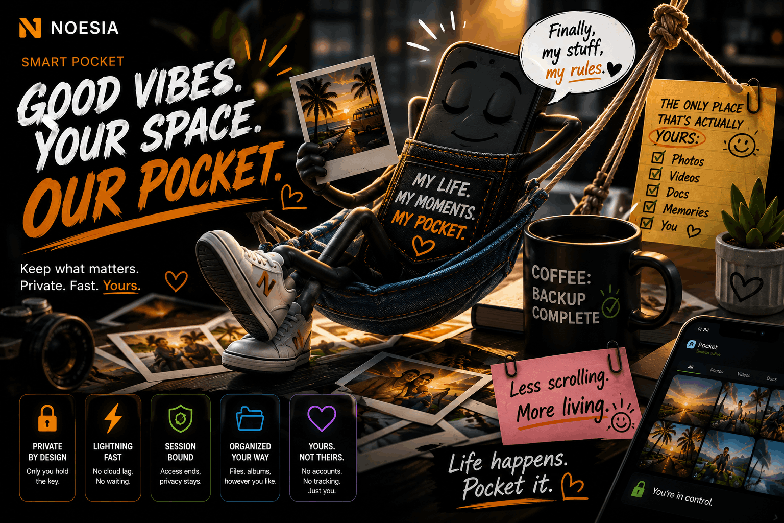 Smart Pocket. Your private media and transfer command center 24 Noesia Smart Pocket private transfer visual placeholder