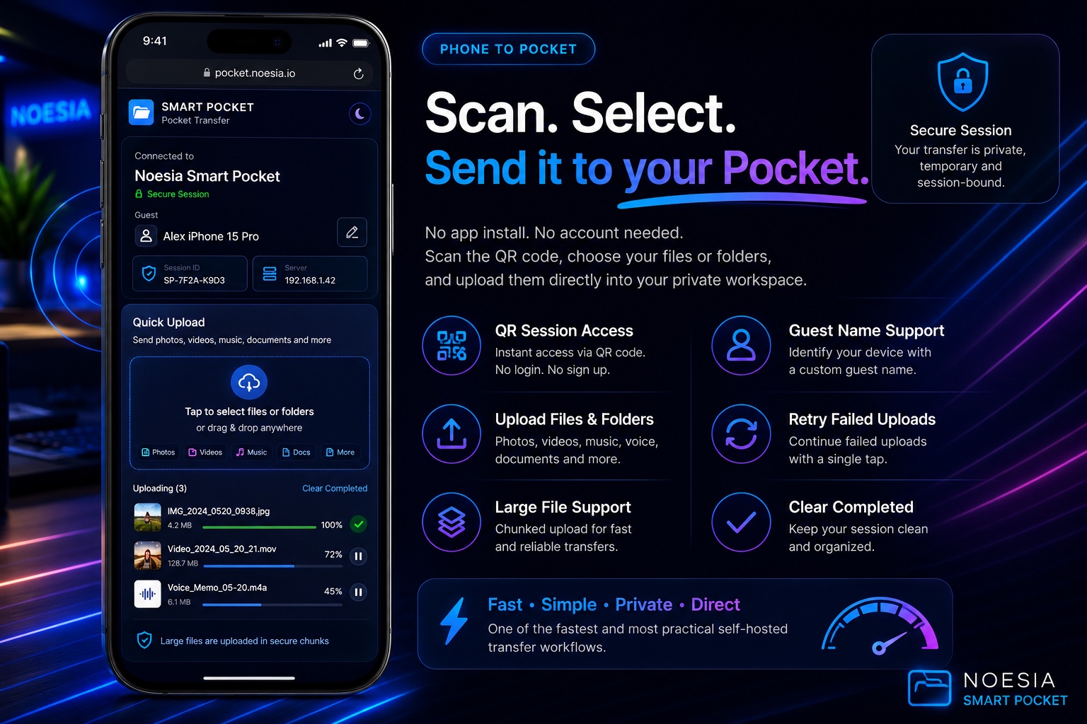 Noesia Pocket Phone transfer visual