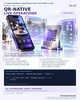 Inside Matrix X_Code: 10 Senior WordPress & WooCommerce Engineering Hacks 4 Engineering card: QR-native guest requests connected to live staff workflows in NOESIA Smart Waiter